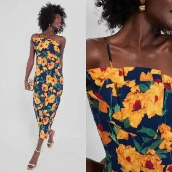 Hyacinth House NEW Navy Marigold Floral Ruffle Margot Maxi Dress Size XX Large - Picture 1 of 5